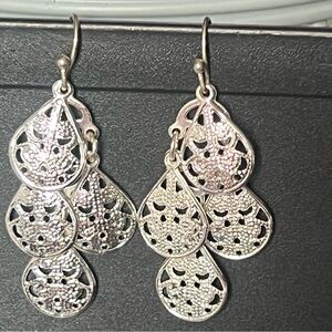 Elegant Silver Filigree Drop Earrings